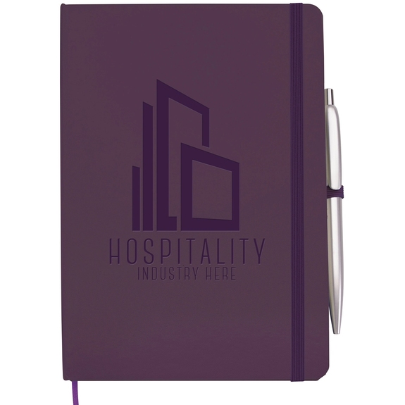 Purple - Leatherette Premium Custom Journal w/ Click Pen