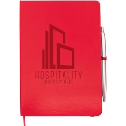 Promotional Leatherette Premium Custom Journal w/ Pen - 5.5"w x 8.25"h with Logo