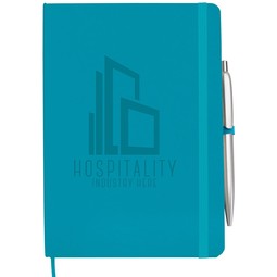 Turquoise - Leatherette Premium Custom Journal w/ Click Pen