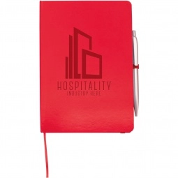 Promotional Leatherette Premium Custom Journal w/ Pen - 5.5"w x 8.25"h with Logo