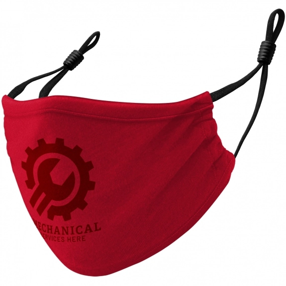 Red 100% Cotton Reusable Custom Face Mask w/ Adjustable Straps