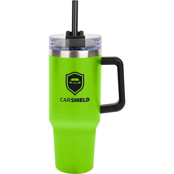 Lime green Intrepid Stainless Steel Custom Cup w/ Straw - 40 oz.