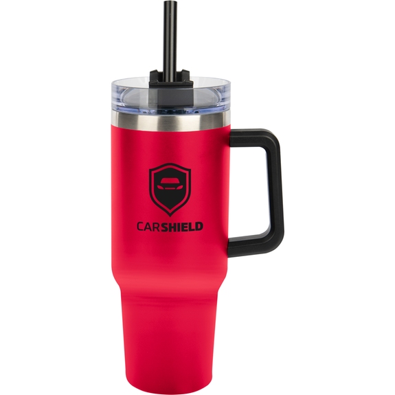 Red Intrepid Stainless Steel Custom Cup w/ Straw - 40 oz.