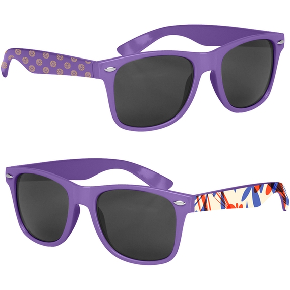 Purple - Full Color Custom Logo Malibu Sunglasses