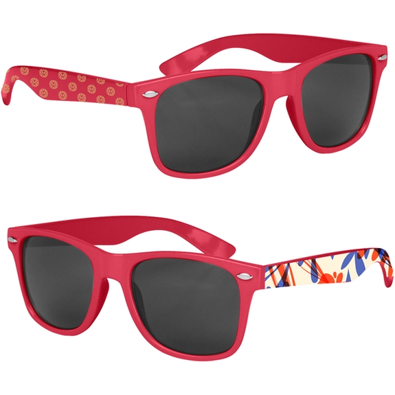 Red - Full Color Custom Logo Malibu Sunglasses