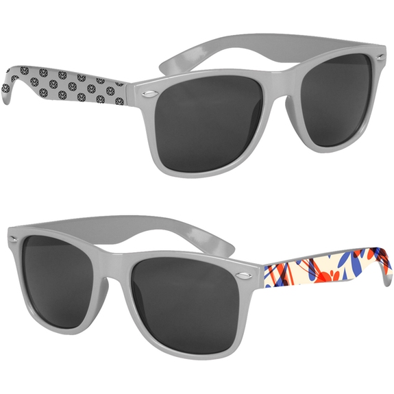 Silver - Full Color Custom Logo Malibu Sunglasses