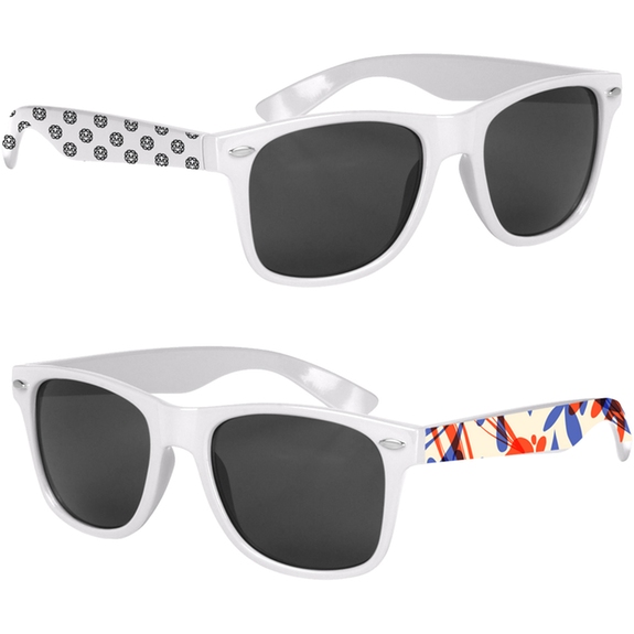 White - Full Color Custom Logo Malibu Sunglasses