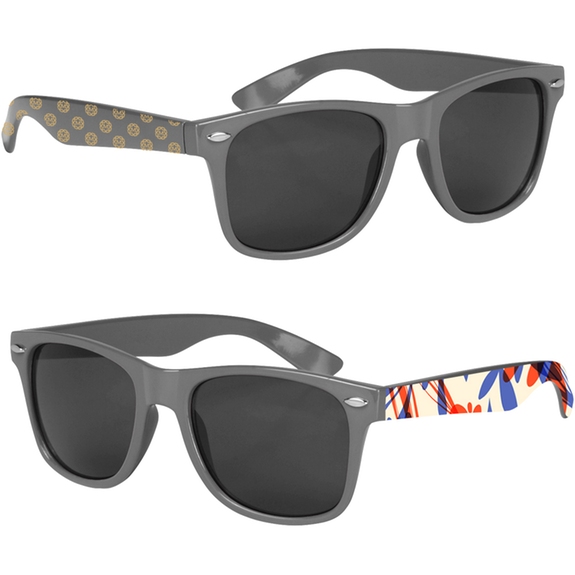Gray - Full Color Custom Logo Malibu Sunglasses