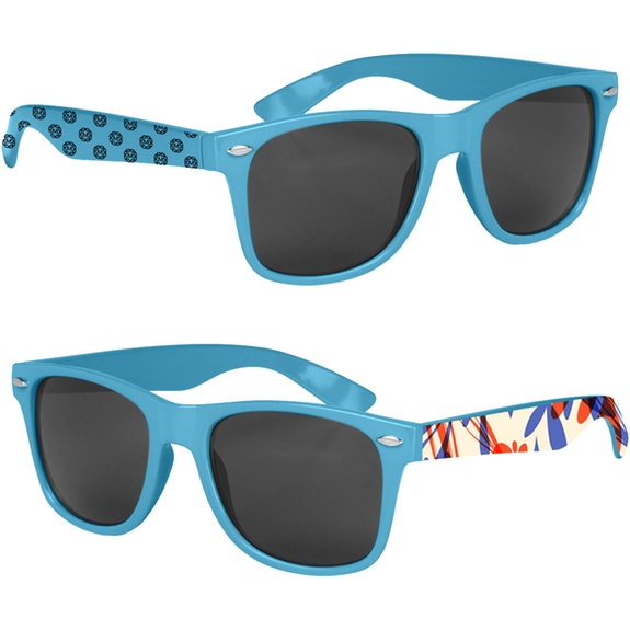Light blue - Full Color Custom Logo Malibu Sunglasses