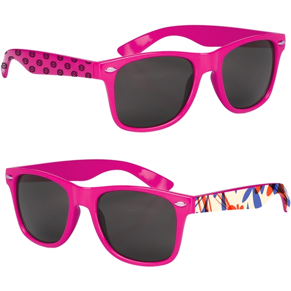 Magenta - Full Color Custom Logo Malibu Sunglasses