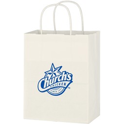White Kraft Paper Promotional Shopping Bag - 8"w x 10.25"h