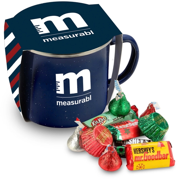 Royal blue - Branded Speckled Mug w/ Hershey's Chocolate Holiday Mix