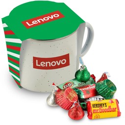 White - Branded Speckled Mug w/ Hershey's Chocolate Holiday Mix