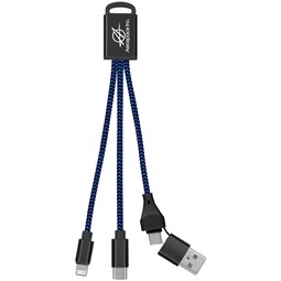 Blue - 3-in-1 Braided Custom Charging Buddy Cable