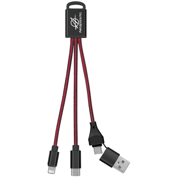 Maroon - 3-in-1 Braided Custom Charging Buddy Cable