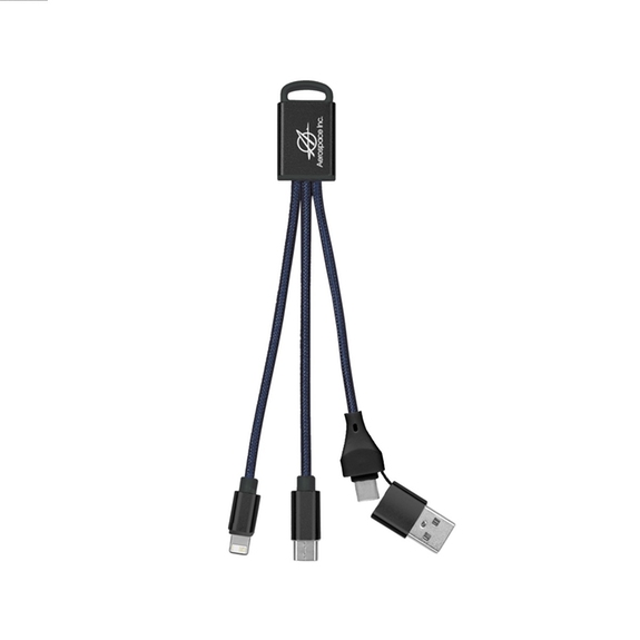 Navy - 3-in-1 Braided Custom Charging Buddy Cable