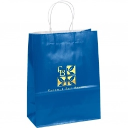 Royal Blue Gloss Finish Custom Bag w/ Twisted Paper Handles 
