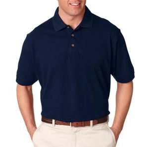 Navy UltraClub Classic Pique Custom Polo Shirt - Men's