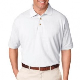 White UltraClub Classic Pique Custom Polo Shirt - Men's