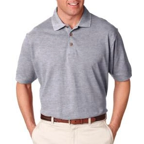 Heather Grey UltraClub Classic Pique Custom Polo Shirt - Men's