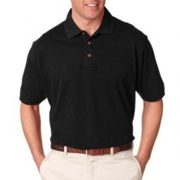 Black UltraClub Classic Pique Custom Polo Shirt - Men's