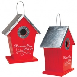 Red Wooden Custom Birdhouse - 6.5"w x 8.5"h x 4"d