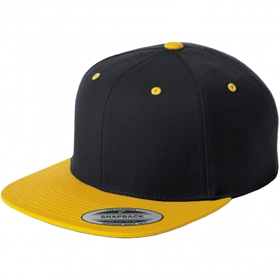 Black/Gold Sport-Tek Flat Bill Snapback Custom Hat