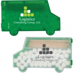 Trans. Green Custom Mints and Toothpick Dispenser - Box Truck