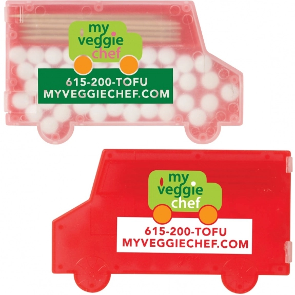 Trans. Red Custom Mints and Toothpick Dispenser - Box Truck