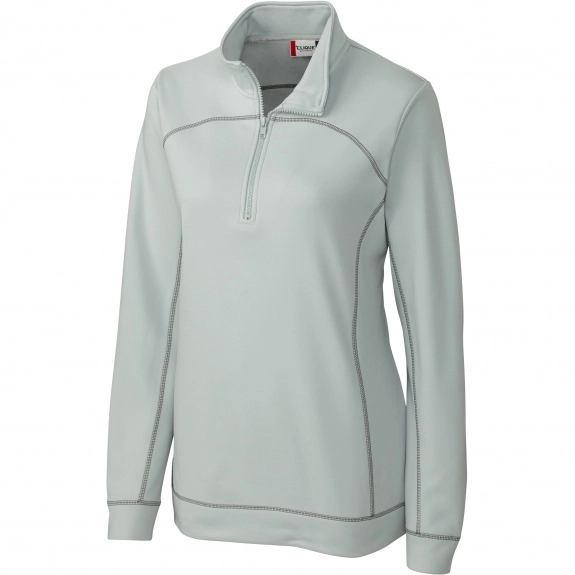 Light Grey Clique Half-Zip Pullover Custom Jackets - Women's