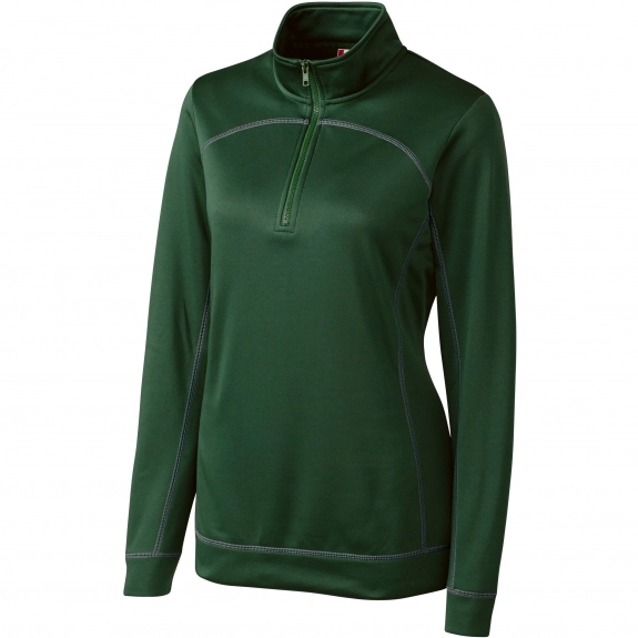 Bottle Green Clique Half-Zip Pullover Custom Jackets - Women's
