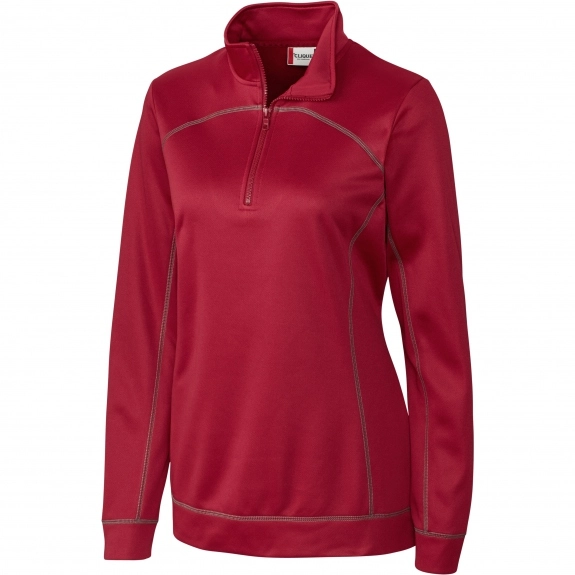 Dark Red Clique Half-Zip Pullover Custom Jackets - Women's