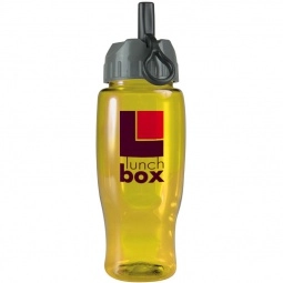 Transparent Yellow Translucent Contour Promotional Water Bottle w/ Flip Str