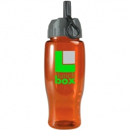 Transparent Orange Translucent Contour Promotional Water Bottle w/ Flip Str