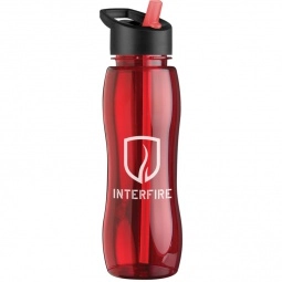 Translucent Red Custom Water Bottle w/ Flip Straw Lid - 25 oz.