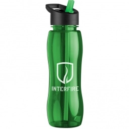 Translucent Green Custom Water Bottle w/ Flip Straw Lid - 25 oz.