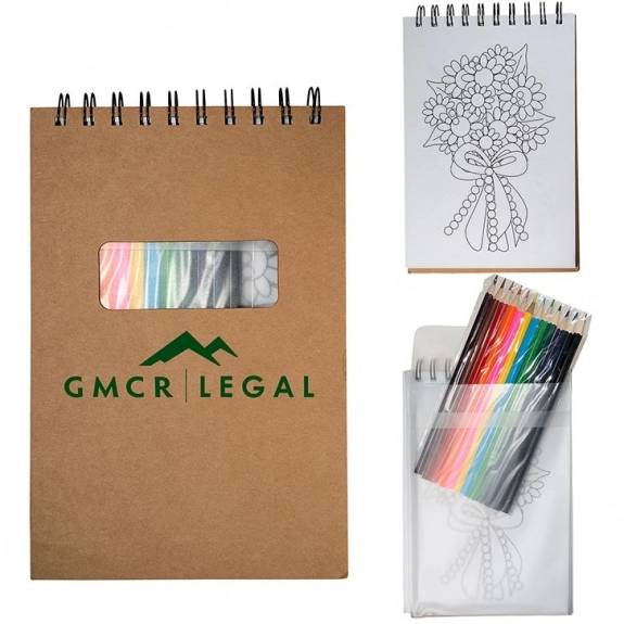 Natural - Notebook Custom Coloring Book w/ Colored Pencils