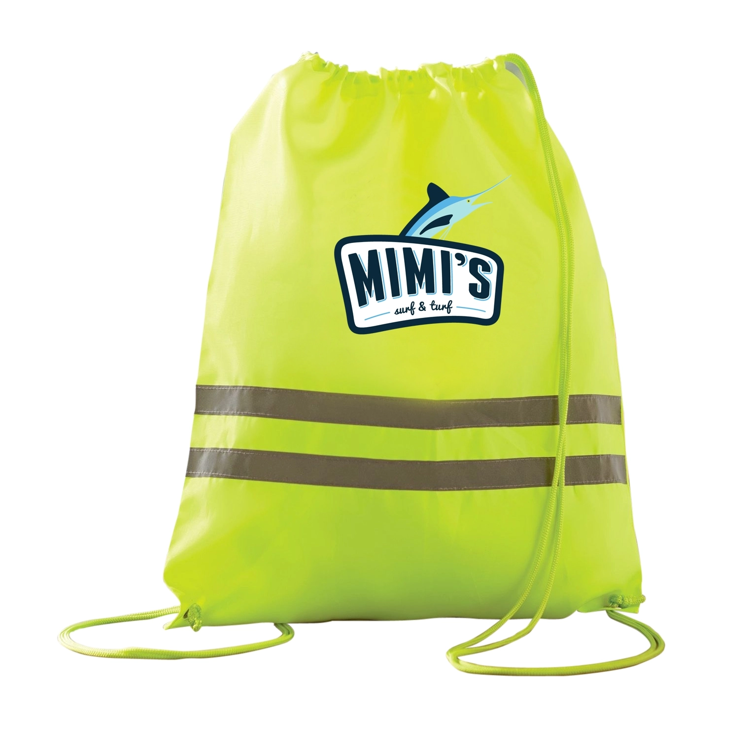 Full Color Neon Reflective Custom Drawstring Bag 14w x 19h ePromos