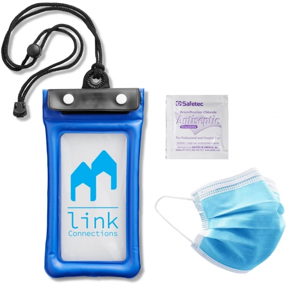 Blue Waterproof Cell Phone Pouch Promotional Care Kit