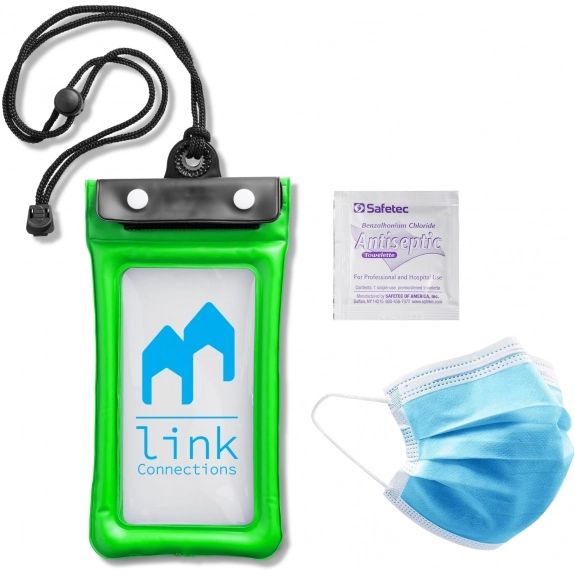 Lime Waterproof Cell Phone Pouch Promotional Care Kit