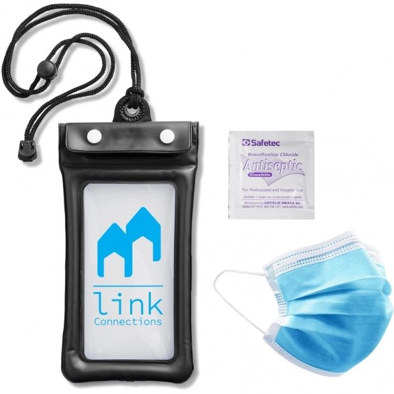 Black Waterproof Cell Phone Pouch Promotional Care Kit