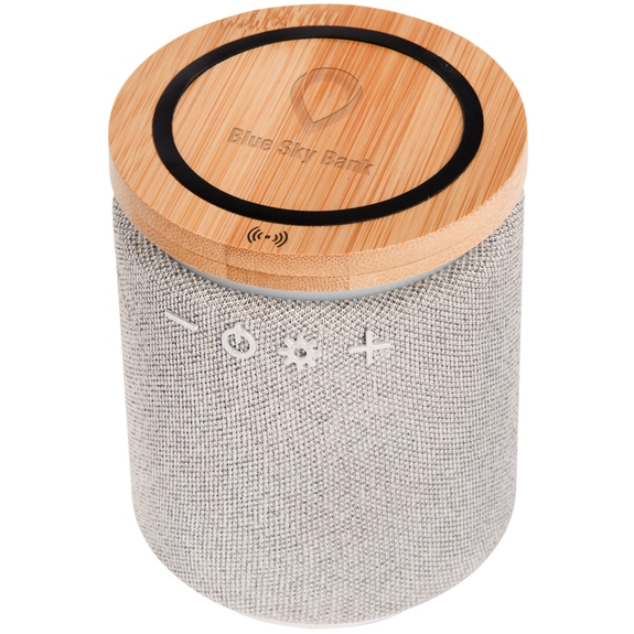 Gray - Ultra Sound Custom Logo Speaker & Wireless Charger