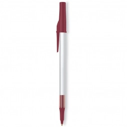 Frosted White/Burgundy Paper Mate Stick Imprinted Pen 