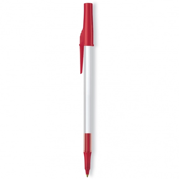Frosted White/Red Paper Mate Stick Imprinted Pen 