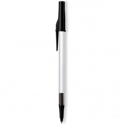 Frosted White/Black Paper Mate Stick Imprinted Pen 