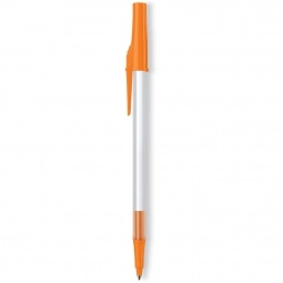 Frosted White/Orange Paper Mate Stick Imprinted Pen 