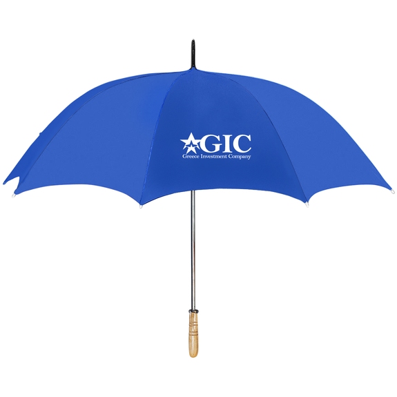 Blue Arc Custom Logo Golf Umbrella w/ Wood Handle - 60"