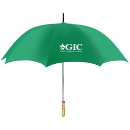 Green Arc Custom Logo Golf Umbrella w/ Wood Handle - 60"