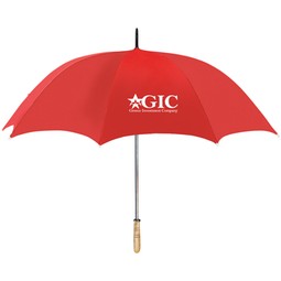 Red Arc Custom Logo Golf Umbrella w/ Wood Handle - 60"