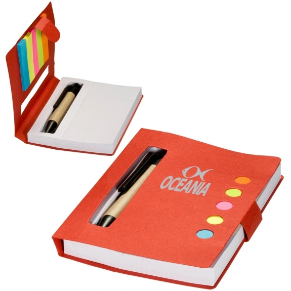 Red Stowaway Sticky Flag Promotional Jotter Pad w/ Pen